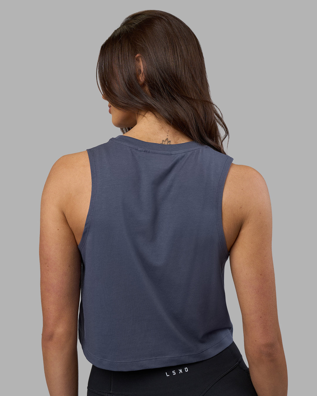 Woman wearing Go-To FLXCotton Tank - Night Shadow-White | Model:Phoebe | Size:S