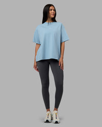Woman wearing Go-To Heavyweight Oversized Tee - Glacier Lake | Model:Rhiley | Size:S