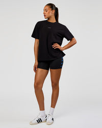 Woman wearing Go-To Love The Process FLXCotton Tee - Black-Palace Blue | Model:Rosie | Size:S