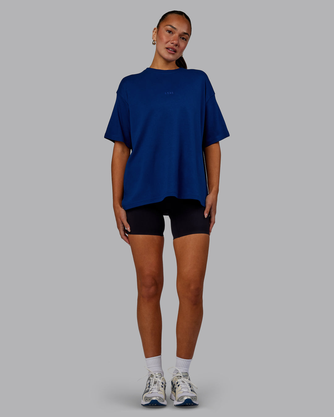 Woman wearing Go-To Modal Oversized Tee - Midnight Blue