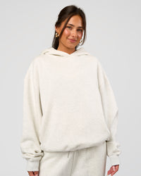 Woman wearing Go-To Oversized Hoodie - Silver Marl | Model:Bianca | Size:S