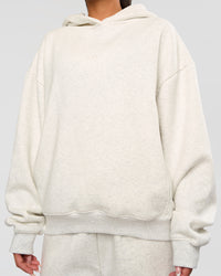 Woman wearing Go-To Oversized Hoodie - Silver Marl | Model:Bianca | Size:S
