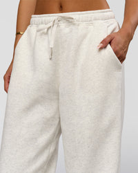 Woman wearing Go-To Oversized Track Pant - Silver Marl | Model:Bianca | Size:S