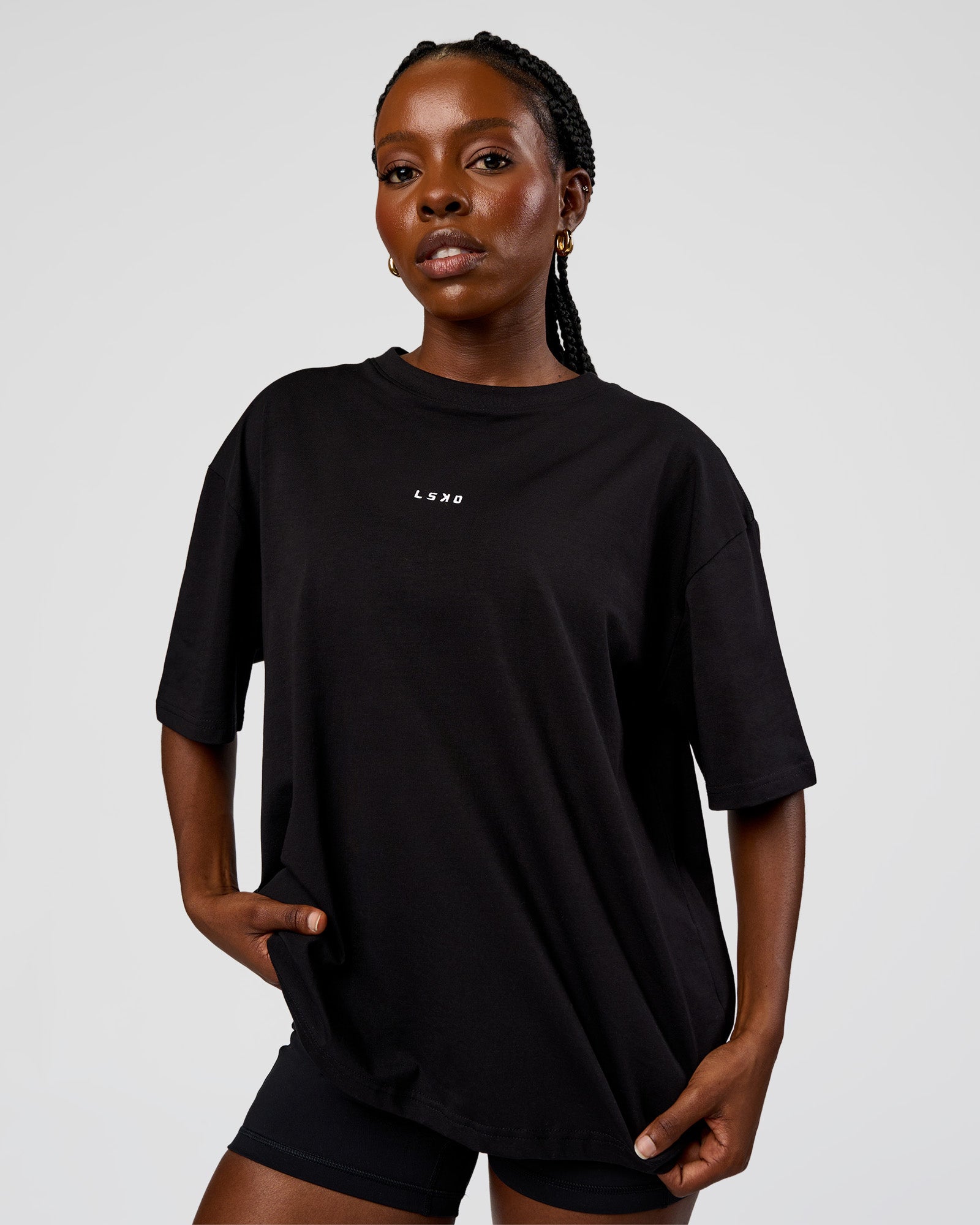 【roughlow】　soft flare tee ブラック　新品タグ付き Go-To Run Club FLXCotton Oversized Tee - Black-Marshmallow | LSKD