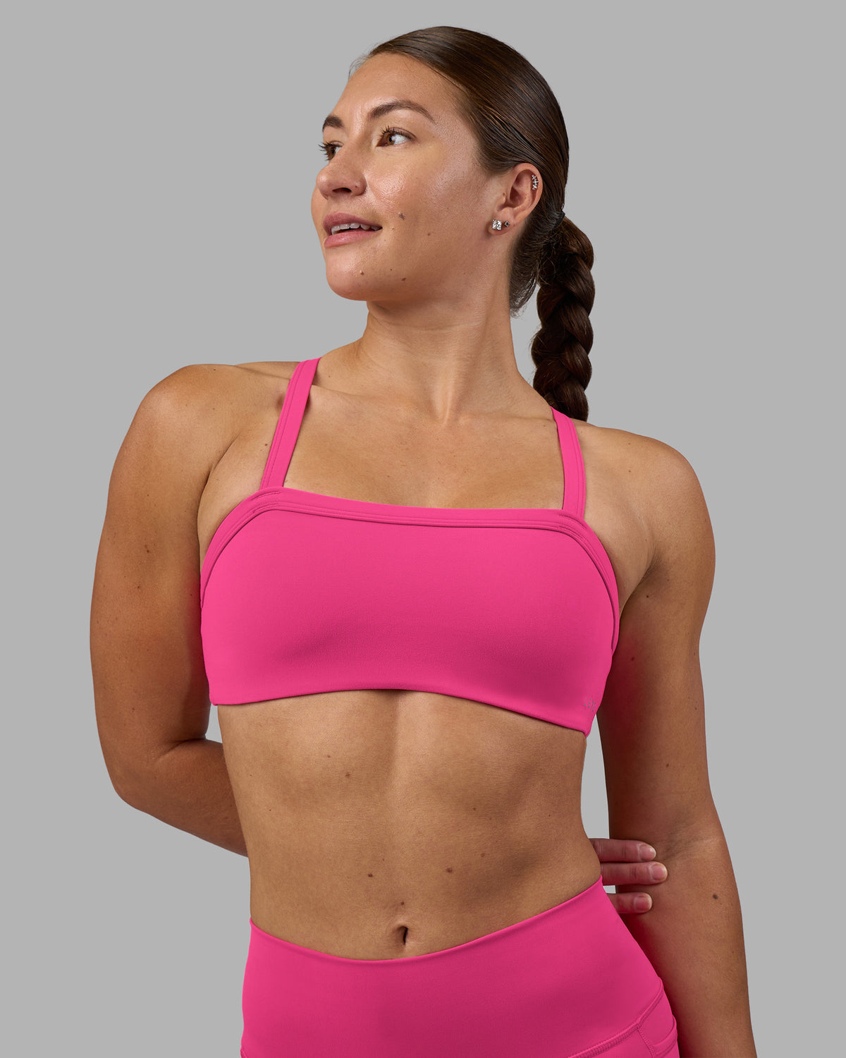 Woman wearing Inspired Sports Bra - Ultra Pink | Model:Hannah | Size:S