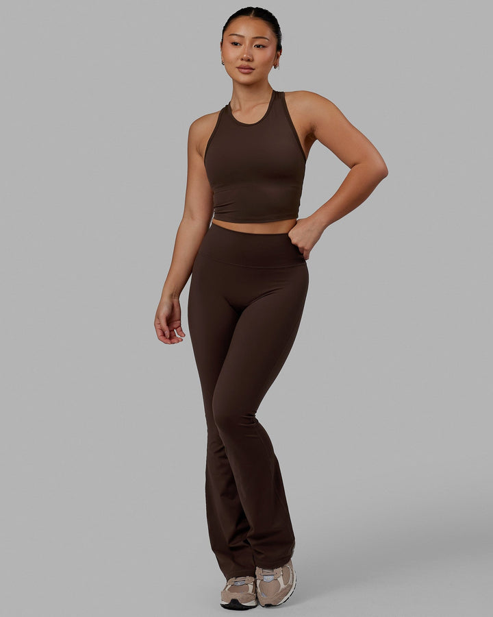 Woman wearing LHFM Tank - Dark Chocolate