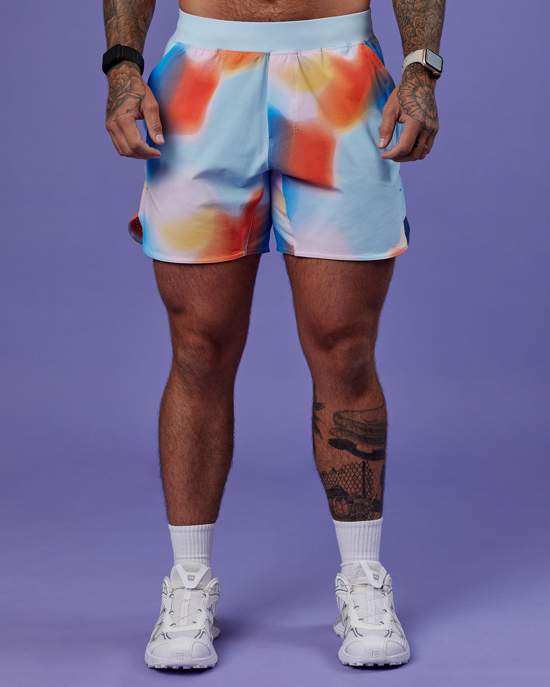 Model wearing Lift 6&quot; Short - Rainbow Shade Print | Model:Tayden | Size:S