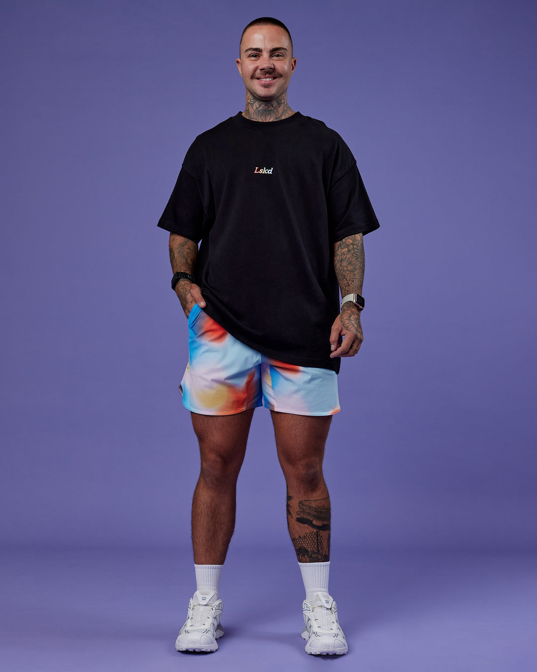 Model wearing Lift 6&quot; Short - Rainbow Shade Print | Model:Tayden | Size:S