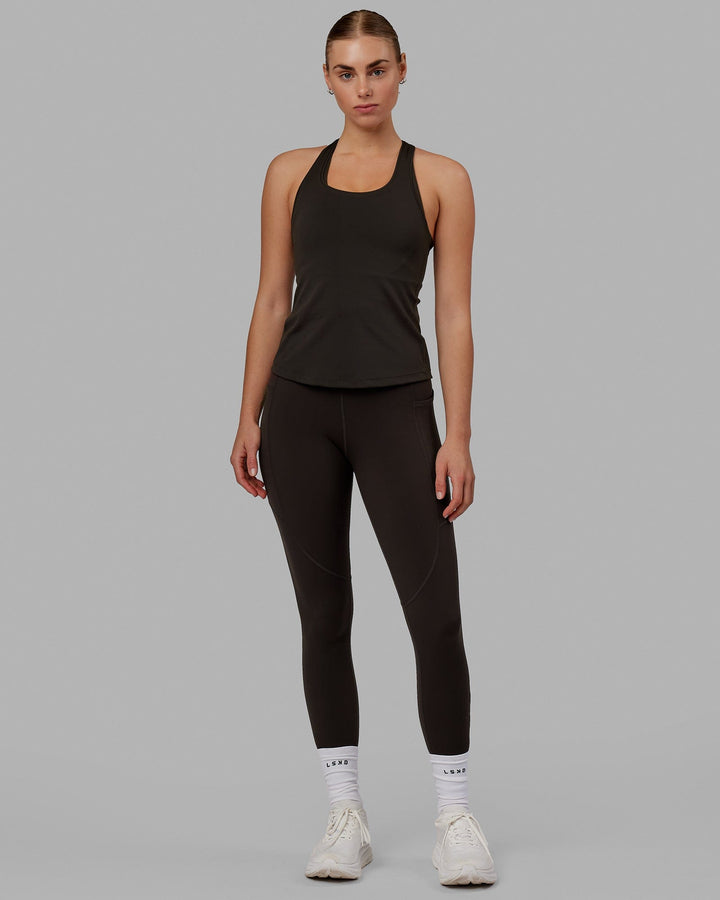 Woman wearing Lift Racerback Active Tank - Dark Walnut