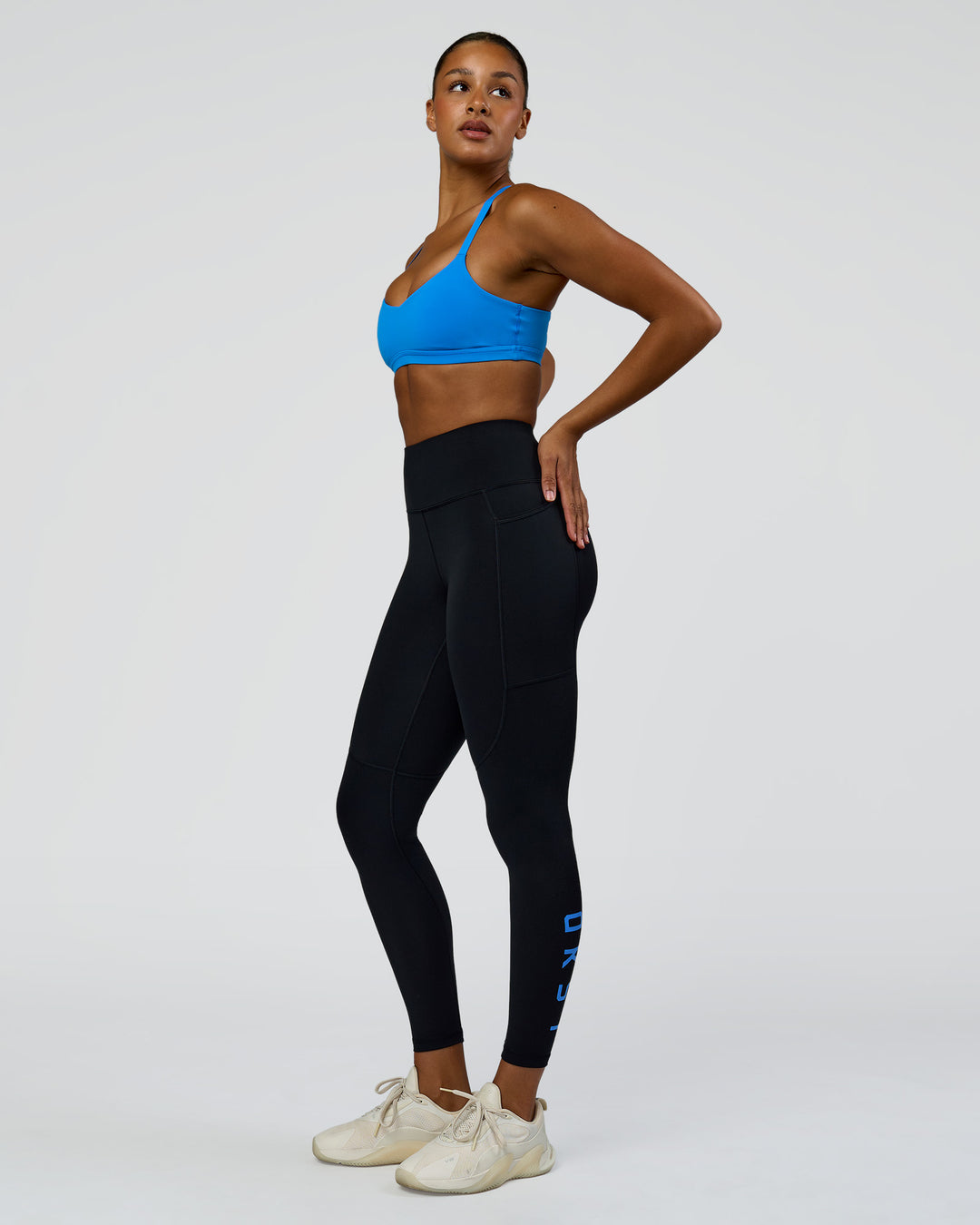 Woman wearing Luna Sports Bra - Palace Blue | Model:Rosie | Size:S