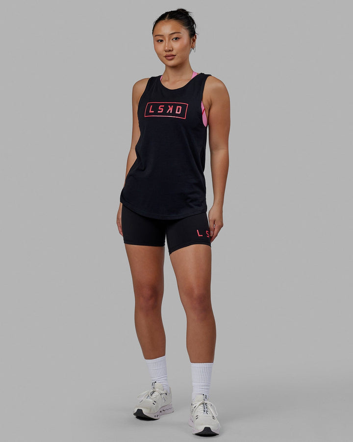 Woman wearing Luna Tank - Black-Raspberry