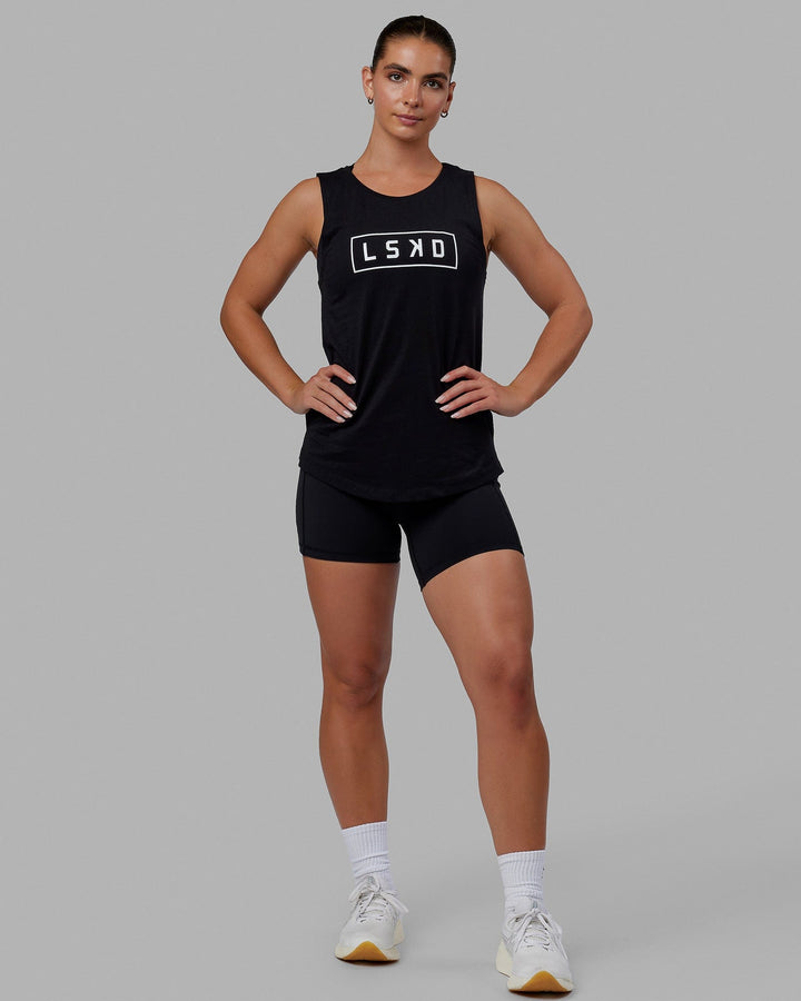 Woman wearing Luna Tank - Black-White