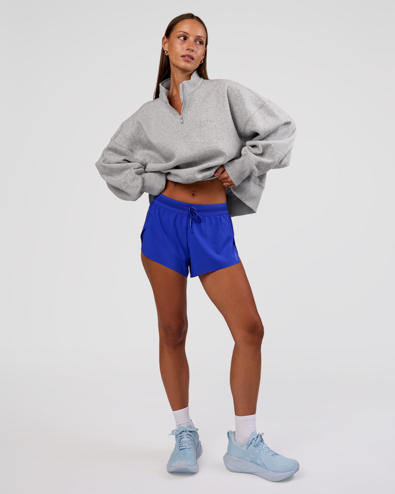 MVP 1/2 Zip Oversized Sweater - Light Grey Marl | LSKD