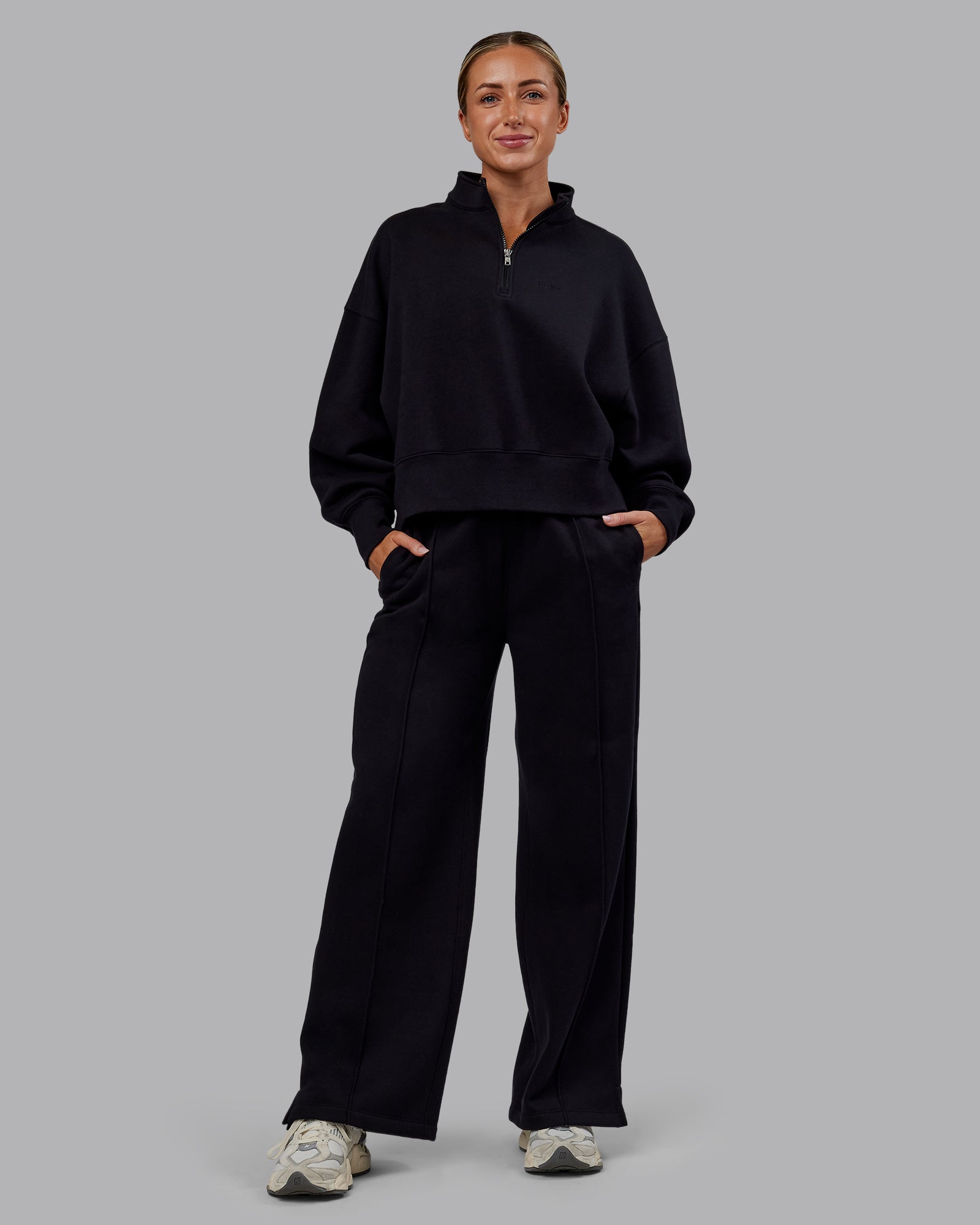 MVP 1/2 Zip Oversized Sweater - Black | LSKD