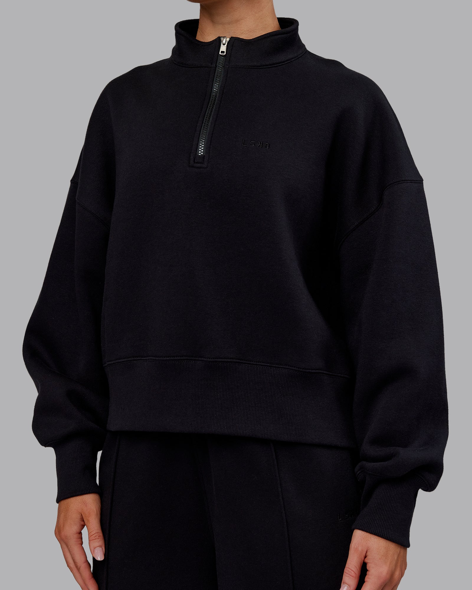MVP 1/2 Zip Oversized Sweater - Black | LSKD