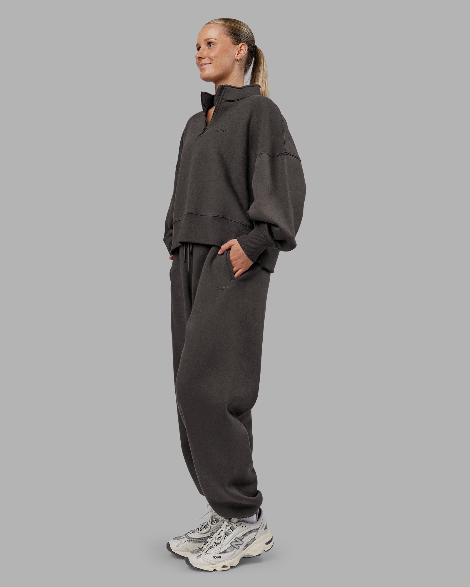 トップス OVERSIZED DS KNIT ZIP JACKET MVP 1/2 Zip Oversized Sweater - Dark Storm | LSKD