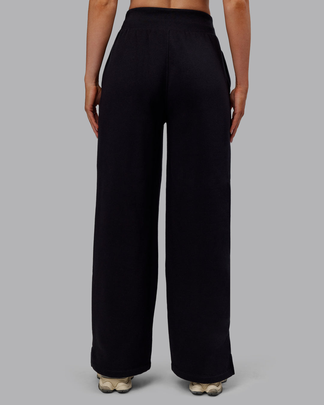 Woman wearing MVP Wide Leg Track Pant - Black | Model:Paris | Size:S