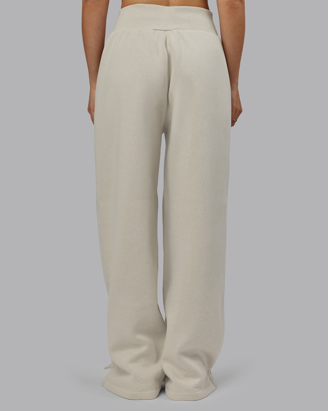 Woman wearing MVP Wide Leg Track Pant - Shale Beige | Model:Emilie | Size:S