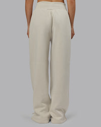 Woman wearing MVP Wide Leg Track Pant - Shale Beige | Model:Emilie | Size:S