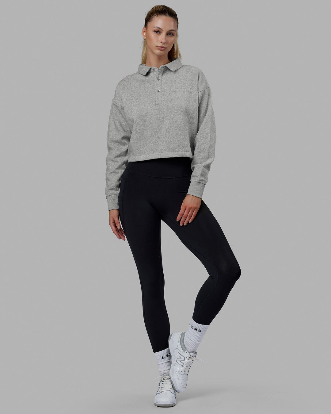 Woman wearing Off Court Sweater - Grey Marl