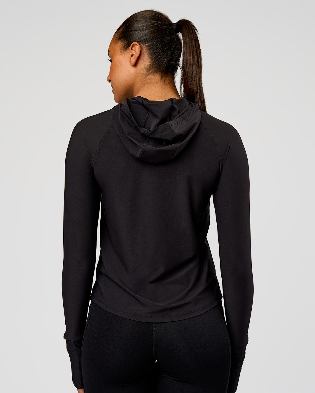 Woman wearing On the Run Long Sleeve - Black | Model:Rosie | Size:S