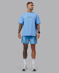 Man wearing Pace 5" Lined Performance Short - Storm Cloud| Model:Tommy | Size:S