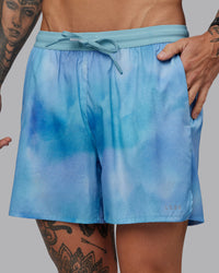 Man wearing Pace 5" Lined Performance Short - Storm Cloud| Model:Tommy | Size:S