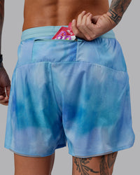 Man wearing Pace 5" Lined Performance Short - Storm Cloud| Model:Tommy | Size:S