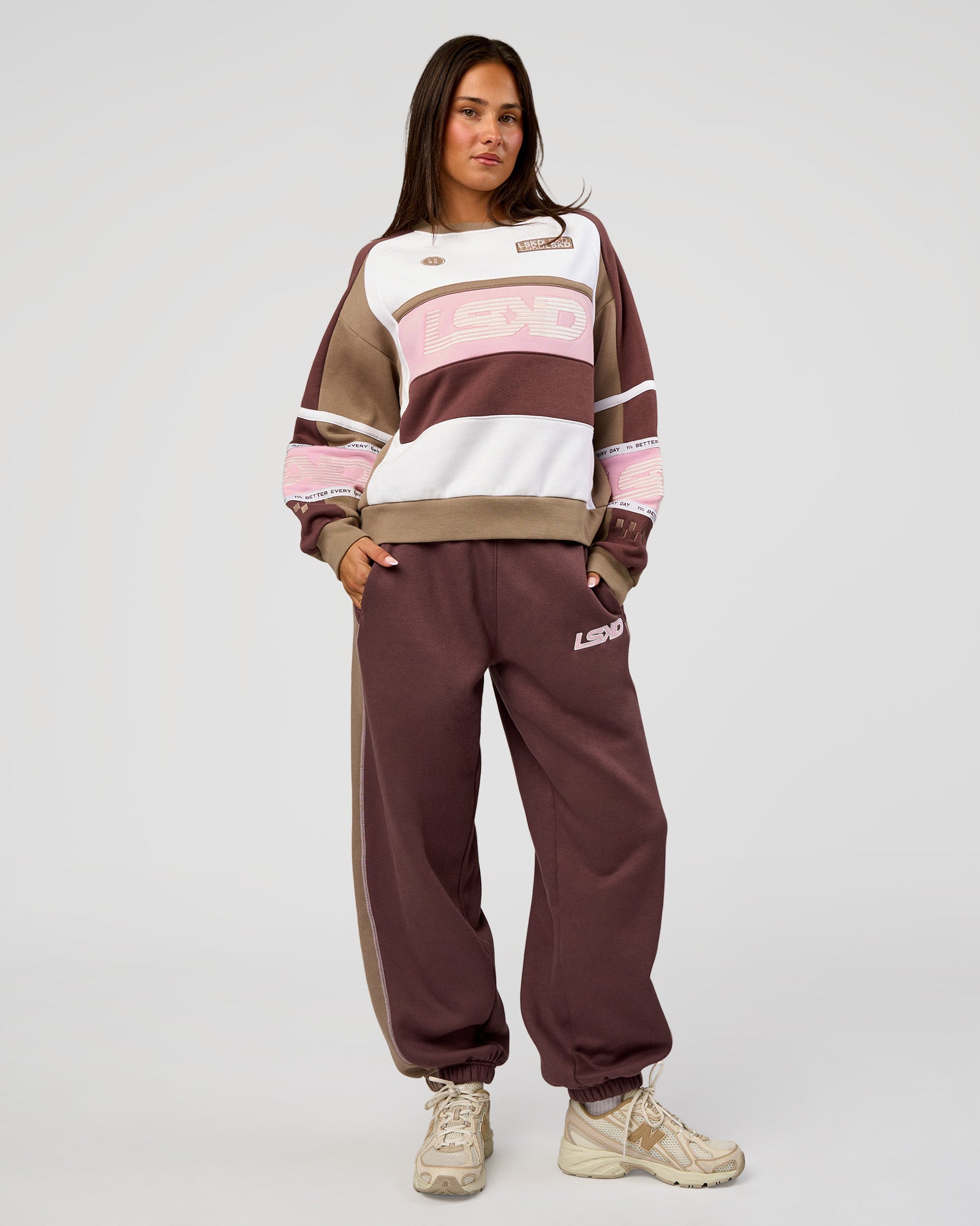 Power Play Stitch Up Fleece Sweat Pant - Cocoa Powder-Marshmallow