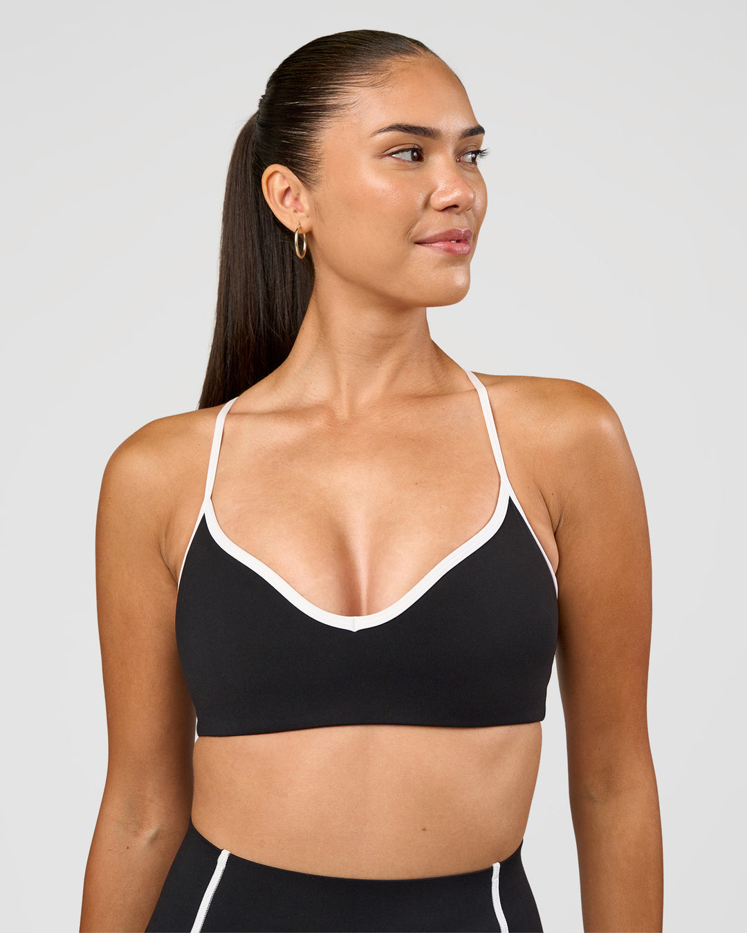 Woman wearing Power Sweetheart Sports Bra - Black | Model:Rhiley | Size:S - view 7