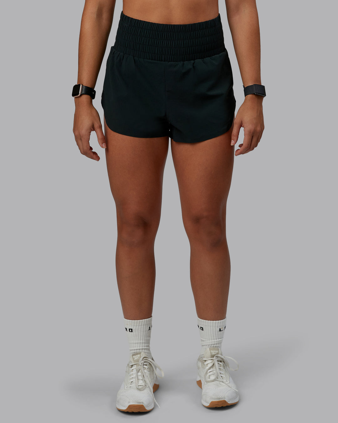 Woman wearing Power Train 2&quot; Short - Black | Model:Tylah | Size:S