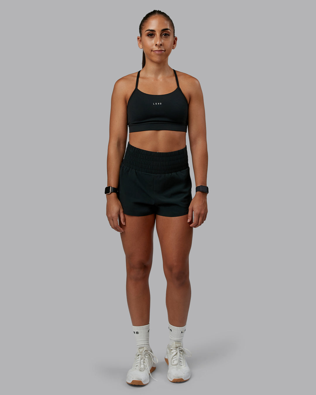 Woman wearing Power Train 2&quot; Short - Black | Model:Tylah | Size:S