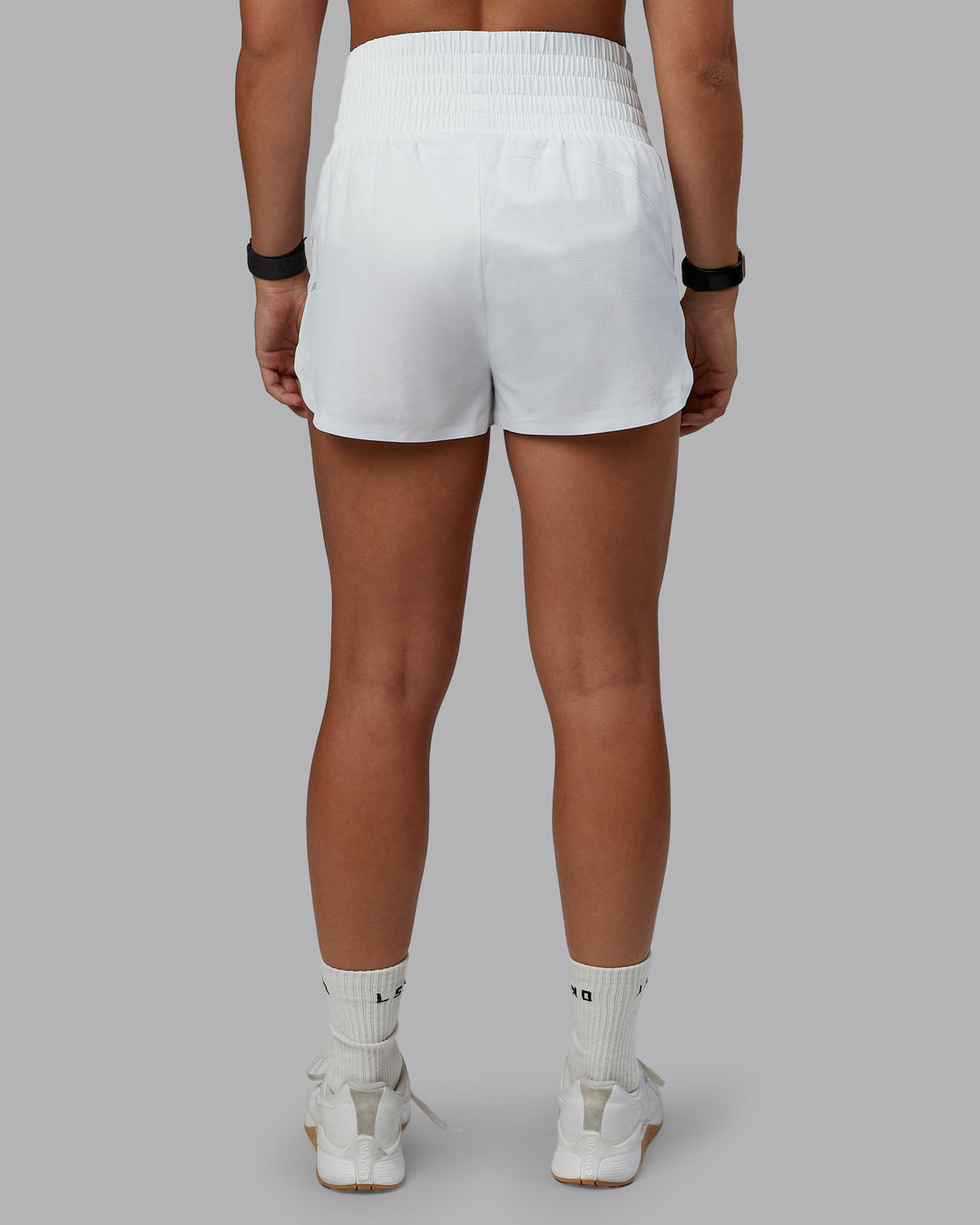 Woman wearing Power Train 2&quot; Short - White | Model:Tylah | Size:S