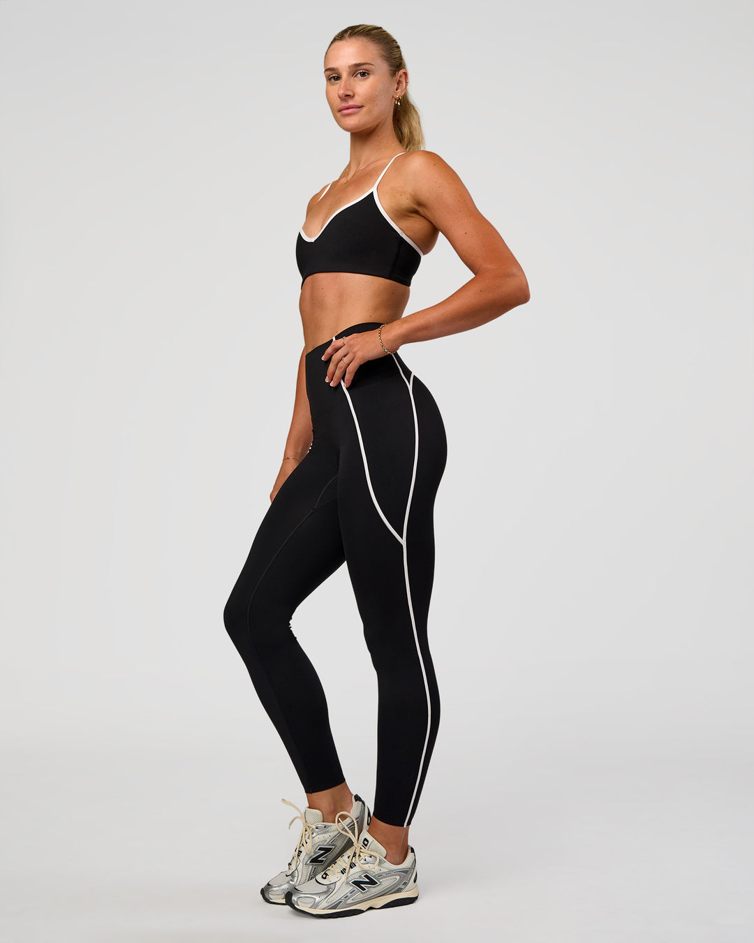 Woman wearing Power Ultra High-Rise Full Length Legging - Black | Model:Emelia | Size:S