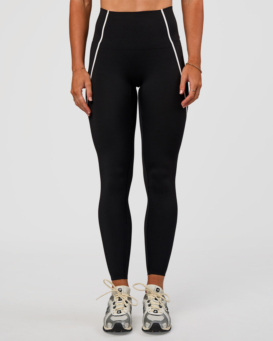 Woman wearing Power Ultra High-Rise Full Length Legging - Black | Model:Emelia | Size:S
