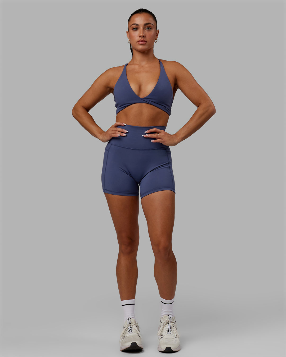 Woman wearing Progression Sports Bra - Future Dusk - view 7