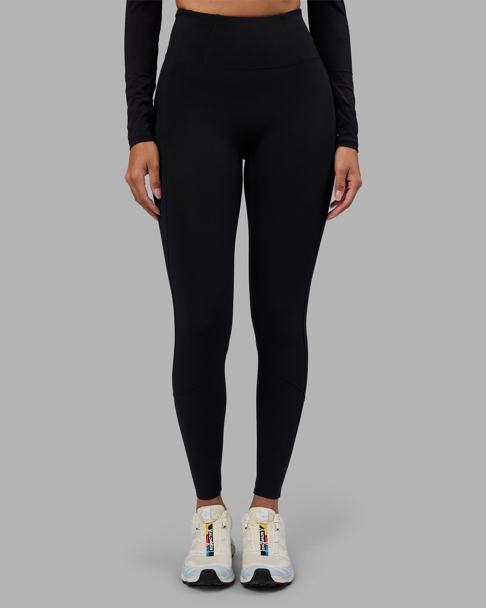 Woman wearing Progression Ultra High-Rise Full Length Legging - Black | Model:Rhiley | Size:S