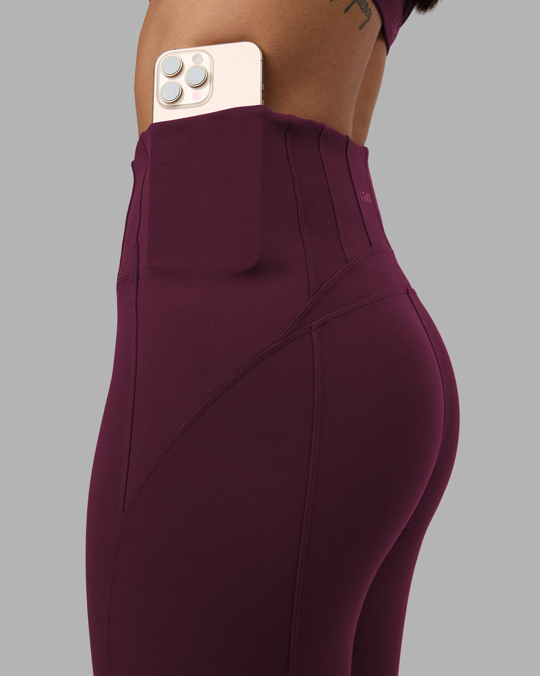Woman wearing Progression Ultra High-Rise Full Length Legging - Cherry Lacquer| Model:Rhiley | Size:S