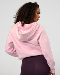Woman wearing Pursue Mid-Weight Hoodie - Marshmallow | Model:Jasmine | Size:S