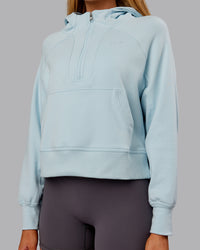 Woman wearing Pursue Mid-Weight Hoodie - Skyride | Model:Ella | Size:S