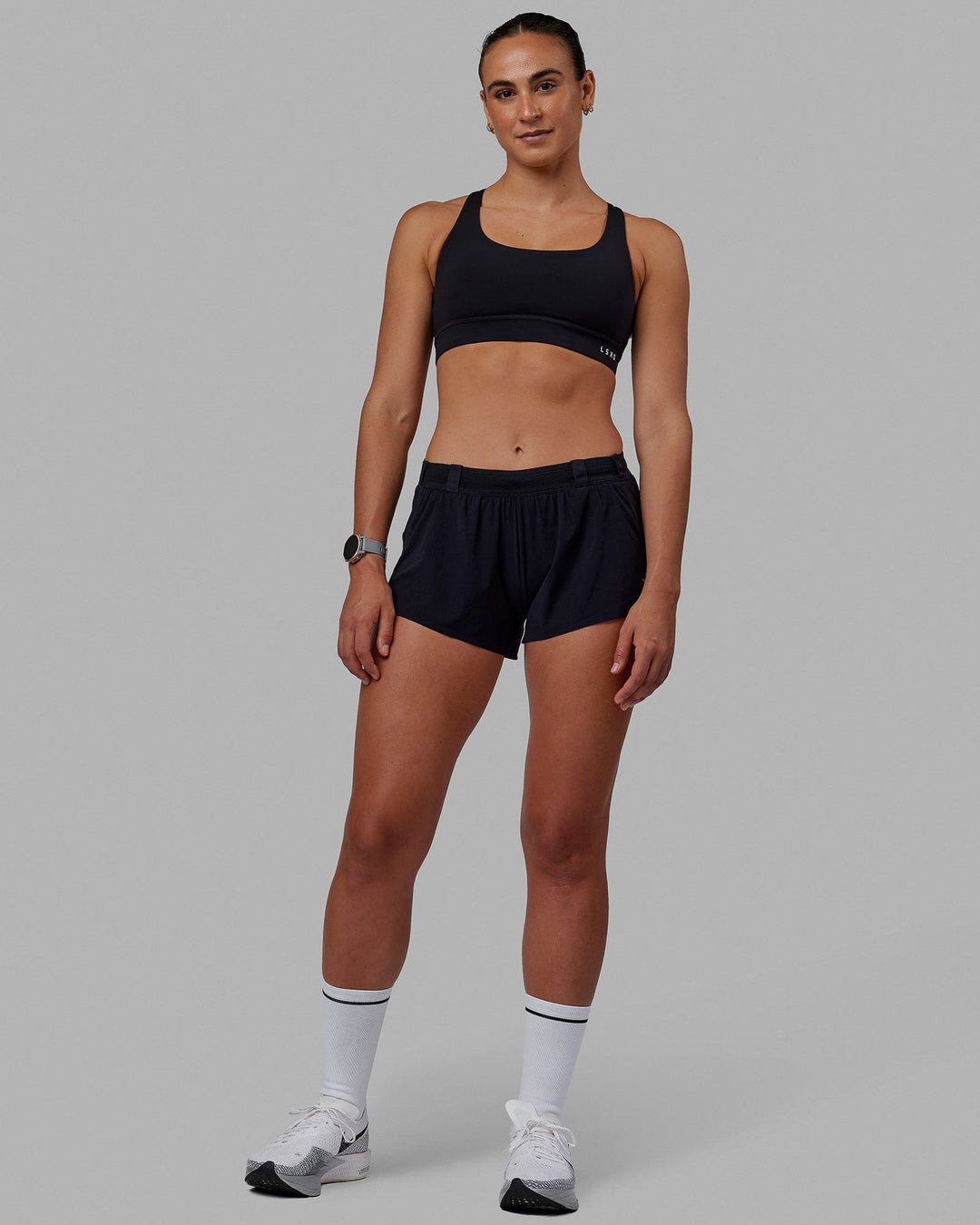 Woman wearing Race Day Running Short - Black