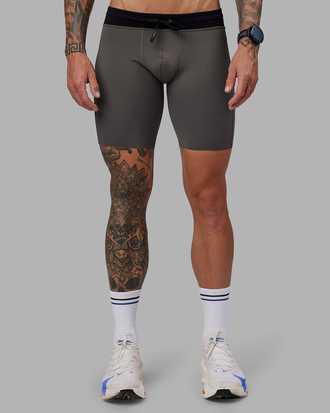 Man wearing Race Day Short Tight 8&quot; - Dark Storm | Model:Tommy | Size:S