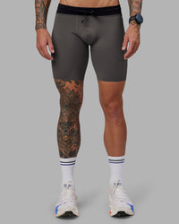 Man wearing Race Day Short Tight 8" - Dark Storm | Model:Tommy | Size:M