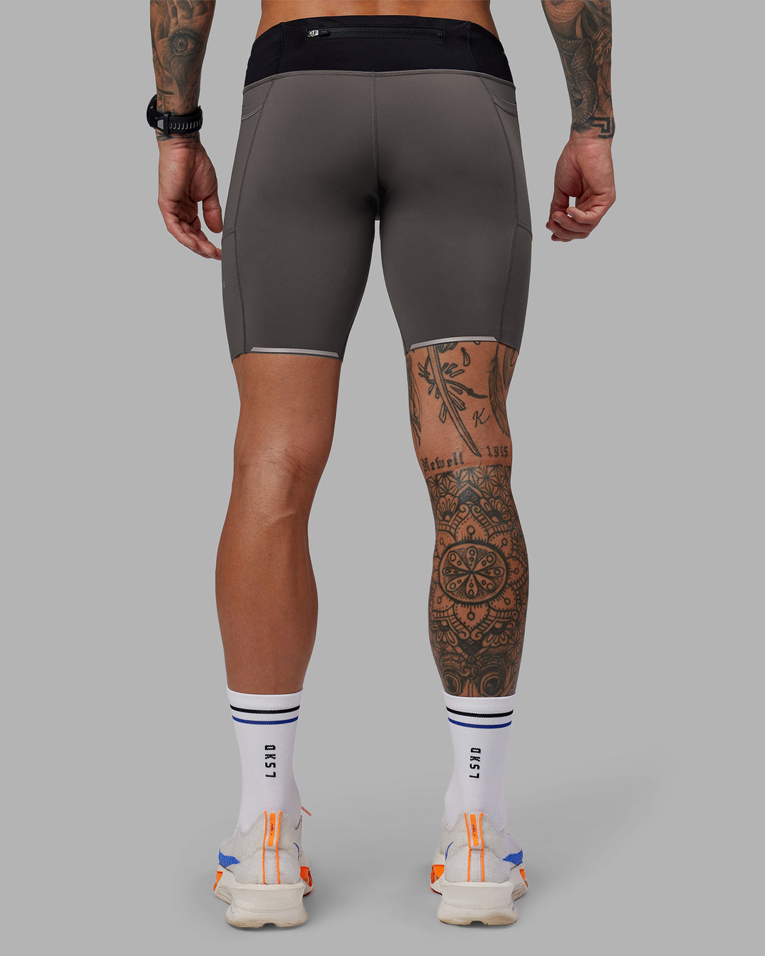 Man wearing Race Day Short Tight 8&quot; - Dark Storm | Model:Tommy | Size:S