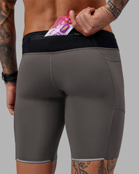 Man wearing Race Day Short Tight 8" - Dark Storm | Model:Tommy | Size:M