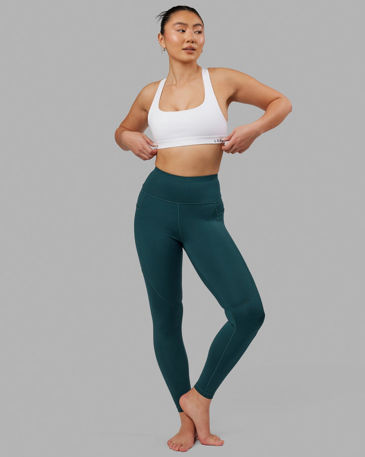 Woman wearing Rep Full Length Tight - Deep Teal