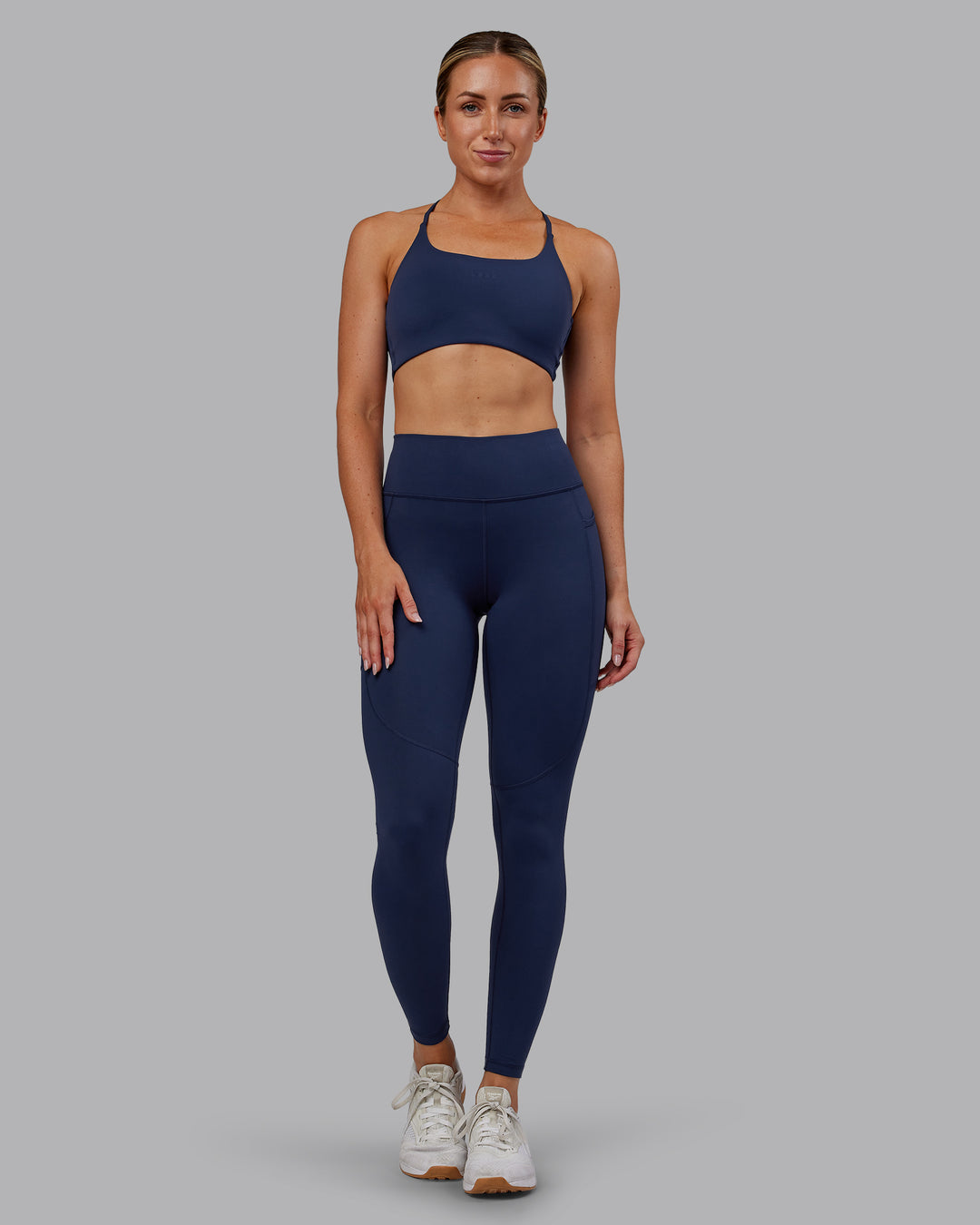 Woman wearing Rep Ultra High-Rise Full Length Legging Pockets No Logo - Future Navy | Model:Paris | Size:S