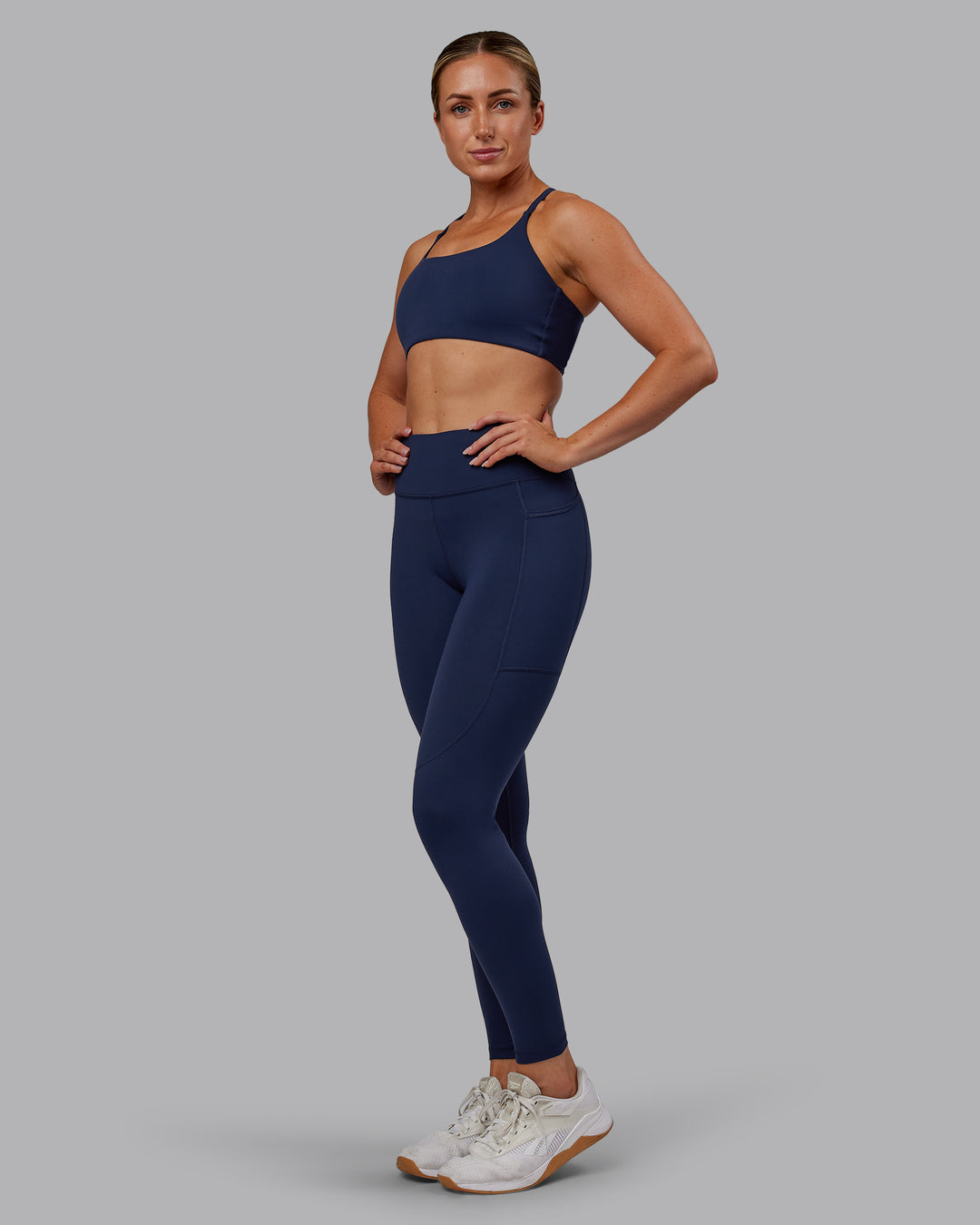 Woman wearing Rep Ultra High-Rise Full Length Legging Pockets No Logo - Future Navy | Model:Paris | Size:S