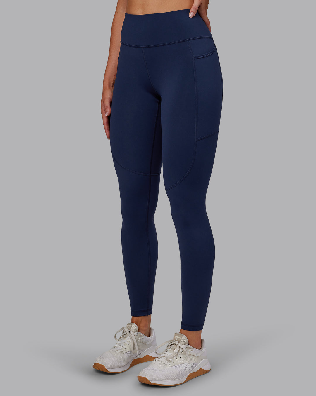 Woman wearing Rep Ultra High-Rise Full Length Legging Pockets No Logo - Future Navy | Model:Paris | Size:S