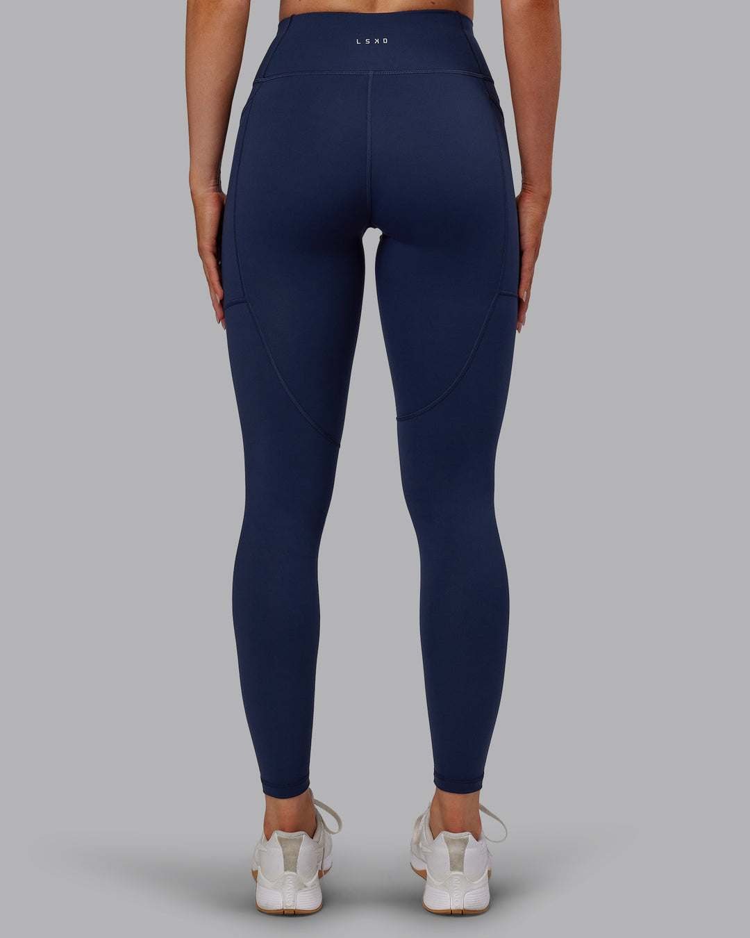 Woman wearing Rep Ultra High-Rise Full Length Legging Pockets No Logo - Future Navy | Model:Paris | Size:S
